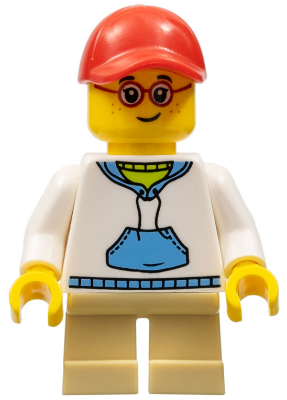 Child - Boy, White Hoodie with Medium Blue Pocket, Tan Short Legs, Red Cap, Glasses, Freckles – МАРКА ЛЕГО