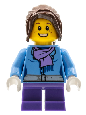Medium Blue Jacket with Light Purple Scarf, Dark Purple Short Legs, Dark Brown Hair Ponytail Long with Side Bangs – ПРАЗНИЦИ И СЪБИТИЯ