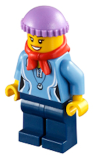 Medium Blue Female Shirt with Two Buttons and Shell Pendant, Dark Blue Legs, Red Bandana, Medium Lavender Knit Cap – ПРАЗНИЦИ И СЪБИТИЯ