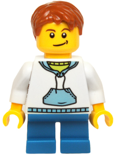 Child - Boy, White Hoodie with Medium Blue Pocket, Blue Short Legs, Dark Orange Hair, Black Dimple – ПРАЗНИЦИ И СЪБИТИЯ