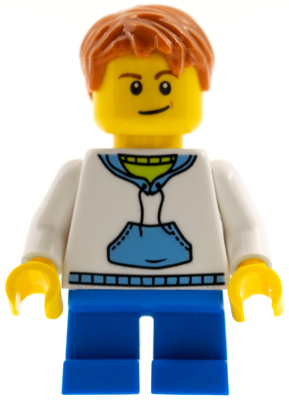 Child - Boy, White Hoodie with Medium Blue Pocket, Blue Short Legs, Dark Orange Hair, Medium Nougat Dimple – ПРАЗНИЦИ И СЪБИТИЯ