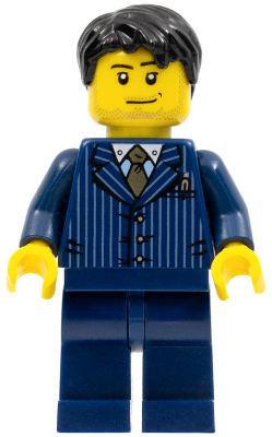 Businessman - Pinstripe Jacket and Gold Tie, Dark Blue Legs, Black Short Tousled Hair, Smirk and Stubble – ПРАЗНИЦИ И СЪБИТИЯ