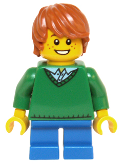 Child - Boy, Green V-Neck Sweater, Blue Short Legs, Dark Orange Tousled Hair, Freckles – ПРАЗНИЦИ И СЪБИТИЯ