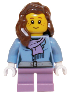 Medium Blue Jacket with Light Purple Scarf, Medium Lavender Short Legs, Reddish Brown Female Hair over Shoulder – ПРАЗНИЦИ И СЪБИТИЯ