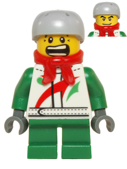 Octan - Jacket with Red and Green Stripe, Green Short Legs, Red Bandana, Helmet Sports with Vent Holes, Black Eye Corner Crinkles – ПРАЗНИЦИ И СЪБИТИЯ