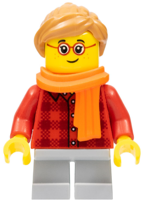 Child - Girl, Red Plaid Flannel Shirt, Light Bluish Gray Short Legs, Medium Nougat Ponytail Hair, Freckles, Glasses, Orange Scarf – ПРАЗНИЦИ И СЪБИТИЯ