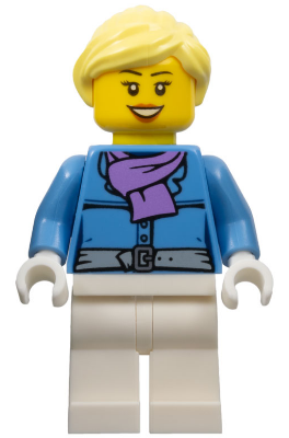 Female, Jacket with Medium Lavender Scarf, White Legs, Bright Light Yellow Ponytail, Open Mouth Smile – ПРАЗНИЦИ И СЪБИТИЯ