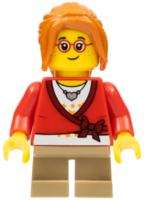 Child - Girl, Sweater Cropped with Bow, Heart Necklace, Dark Tan Short Legs, Dark Orange Ponytail Long with Side Bangs, Glasses, Freckles – ПРАЗНИЦИ И СЪБИТИЯ