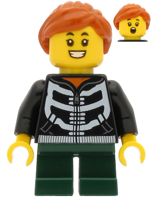 Girl - Black Hoodie with Skeleton Torso, Dark Green Short Legs, Dark Orange Hair – ПРАЗНИЦИ И СЪБИТИЯ