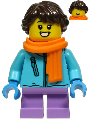 Girl - Medium Azure Winter Jacket, Medium Lavender Short Legs, Dark Brown Hair, Orange Scarf – ПРАЗНИЦИ И СЪБИТИЯ