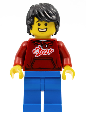 Man, Dark Red '2021' Shirt, Blue Legs, Black Hair – ПРАЗНИЦИ И СЪБИТИЯ