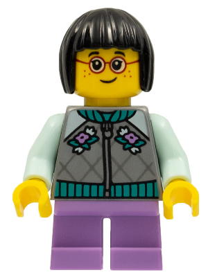 Child - Girl, Flat Silver Jacket, Medium Lavender Short Legs, Black Short Hair, Glasses, Freckles – ПРАЗНИЦИ И СЪБИТИЯ
