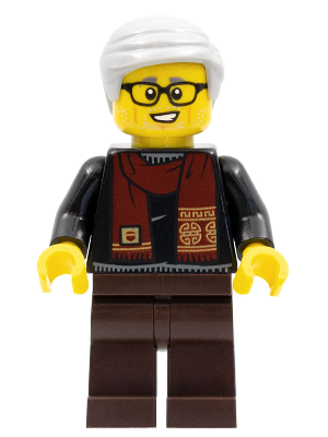 Grandfather, Black Shirt with Dark Red Scarf, Dark Brown Legs, Light Bluish Gray Hair – ПРАЗНИЦИ И СЪБИТИЯ