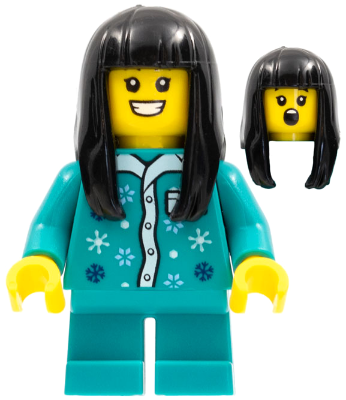 Child - Girl, Dark Turquoise Pajamas Top, Dark Turquoise Short Legs, Black Long Hair – ПРАЗНИЦИ И СЪБИТИЯ