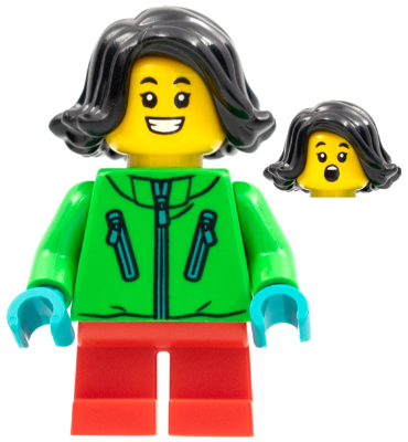 Child - Girl, Bright Green Jacket, Red Short Legs, Black Hair – ПРАЗНИЦИ И СЪБИТИЯ