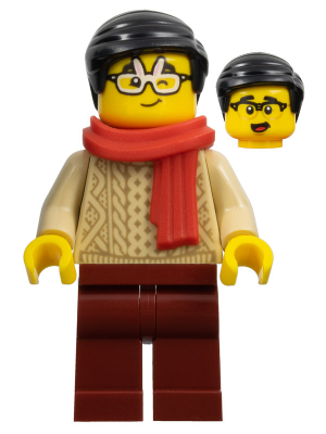Lunar New Year Parade Spectator - Male, Red Scarf, Tan Sweater, Dark Red Legs, Black Hair, Rabbit Glasses – ПРАЗНИЦИ И СЪБИТИЯ