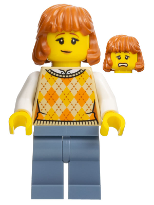 Lunar New Year Parade Spectator - Female, Tan Knit Argyle Sweater Vest, Sand Blue Legs, Dark Orange Hair – ПРАЗНИЦИ И СЪБИТИЯ