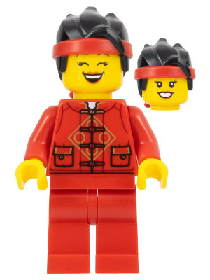 Lunar New Year Parade Participant - Female, Red Tang Jacket, Red Legs, Black Hair with Red Headband – ПРАЗНИЦИ И СЪБИТИЯ