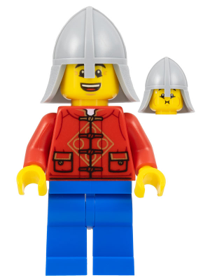 Lunar New Year Parade Participant - Male, Red Tang Shirt, Blue Legs, Castle Guard Helmet with Neck Protector – ПРАЗНИЦИ И СЪБИТИЯ