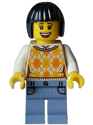 Tourist - Female, Tan Knit Argyle Sweater Vest, Sand Blue Legs with Pockets, Black Bob Cut Hair, Freckles – ПРАЗНИЦИ И СЪБИТИЯ