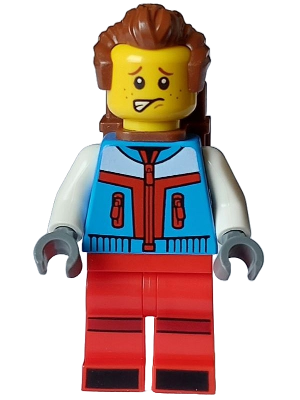 Tourist - Male, Dark Azure Jacket, Red Legs with Dark Red Stripes on Knees, Reddish Brown Swept Back Hair, Freckles, Backpack – ПРАЗНИЦИ И СЪБИТИЯ