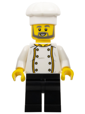 Chef - Jacket with Bright Light Orange Trim, Gold Buttons and Dragon on Back, Black Legs, Dark Bluish Gray Beard – ПРАЗНИЦИ И СЪБИТИЯ