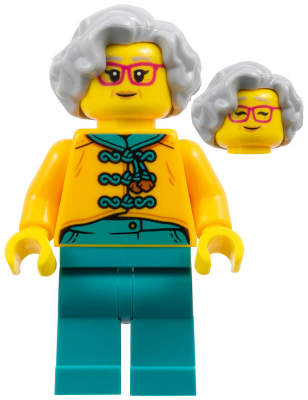 Flower Seller - Female, Bright Light Orange Tang Jacket, Dark Turquoise Legs, Light Bluish Gray Hair, Red Glasses – ПРАЗНИЦИ И СЪБИТИЯ