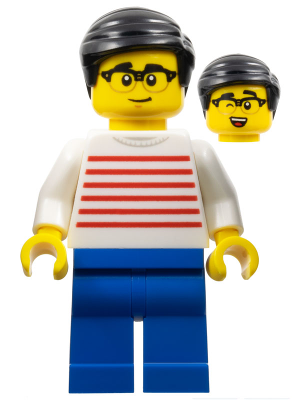 Man - White Sweater with Red Horizontal Stripes, Blue Legs, Black Hair, Glasses – ПРАЗНИЦИ И СЪБИТИЯ