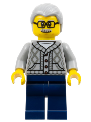Man - Light Bluish Gray Knit Cable Cardigan Sweater, Dark Blue Legs, Light Bluish Gray Hair, Glasses – ПРАЗНИЦИ И СЪБИТИЯ