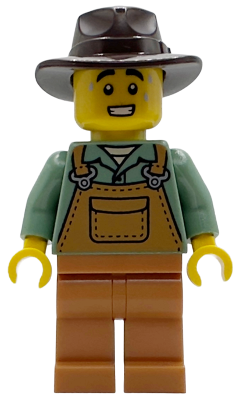 Farmer - Male, Medium Nougat Overalls over Sand Green Shirt, Medium Nougat Legs, Dark Brown Fedora, Sweat – ПРАЗНИЦИ И СЪБИТИЯ