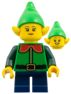 Elf - Female, Bright Green Hat, Green Top with Red Collar, Dark Blue Short Legs – ПРАЗНИЦИ И СЪБИТИЯ
