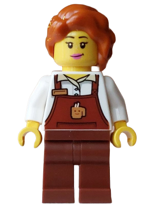 Barista Hot Chocolate Stand - Female, Reddish Brown Apron with Cup and Name Tag, Reddish Brown Legs, – ПРАЗНИЦИ И СЪБИТИЯ