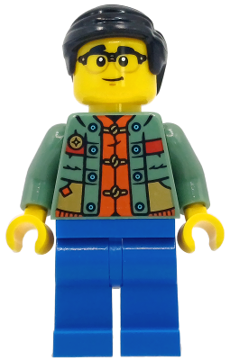 Man - Sand Green Sweater over Reddish Orange Tang Jacket, Blue Legs, Black Smooth Hair – ПРАЗНИЦИ И СЪБИТИЯ