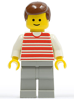 Horizontal Lines Red - White Arms - Light Gray Legs, Brown Male Hair – ГРАДСКИ
