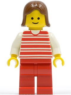 Horizontal Lines Red - White Arms - Red Legs, Brown Female Hair – ГРАДСКИ