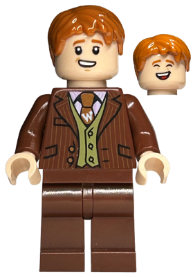 George Weasley - Reddish Brown Suit, Dark Orange Tie, Smiling / Laughing Head – ХАРИ ПОТЪР