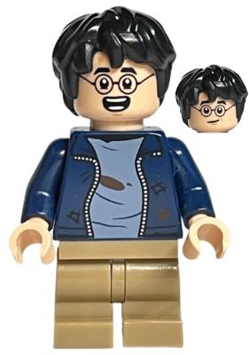 Harry Potter - Dark Blue Open Jacket with Tears and Blood Stains, Dark Tan Medium Legs, Smile / Open Mouth with Teeth – ХАРИ ПОТЪР