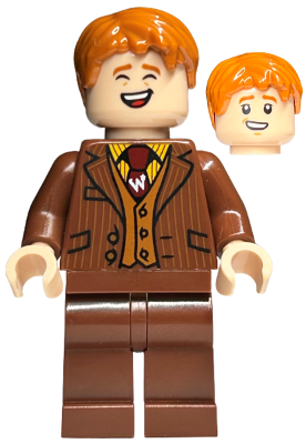 George Weasley - Reddish Brown Suit, Dark Red Tie, Smiling / Laughing – ХАРИ ПОТЪР