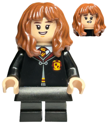 Hermione Granger - Gryffindor Robe Clasped, Black Skirt, Black Short Legs with Dark Bluish Gray Stripes, Open Mouth Smile / Confused – ХАРИ ПОТЪР