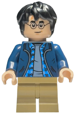 Harry Potter - Dark Blue Open Jacket over Plaid Shirt with Collar and Sand Blue Shirt, Dark Tan Medium Legs – ХАРИ ПОТЪР
