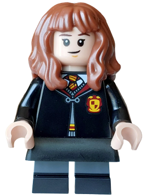 Hermione Granger - Gryffindor Robe Clasped, Black Skirt, Black Short Legs with Dark Bluish Gray Stripes, Grin / Cat Face – ХАРИ ПОТЪР