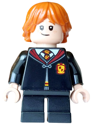 Ron Weasley - Gryffindor Robe Clasped, Sweater, Shirt and Tie, Black Short Legs, Lopsided Grin / Scared Open Mouth, Cheek Lines – ХАРИ ПОТЪР