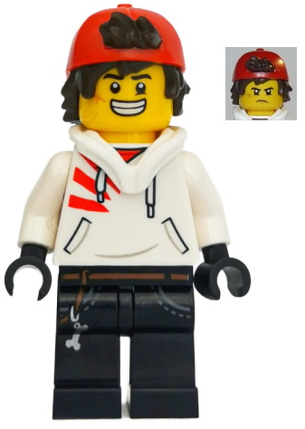 Jack Davids - White Hoodie with Backwards Cap and Hood Folded Down (Large Smile / Grumpy) – СКРИТАТА СТРАНА