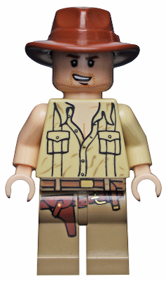 Indiana Jones - Tan Open Collar Shirt, Reddish Brown Fedora, Open Mouth Lopsided Grin – ИНДИАНА ДЖОУНС