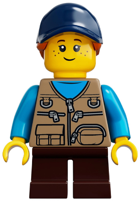 Child - Girl, Dark Tan Vest over Dark Azure Shirt, Dark Brown Short Legs, Dark Blue Cap with Dark Orange Ponytail, Freckles – ЛЕГО ИДЕИ