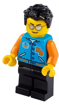 Man, Dark Azure Letter Jacket, Black Legs, Black Hair – ЛЕГО ИДЕИ