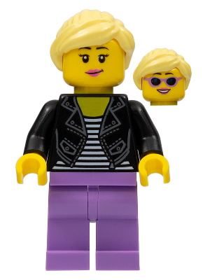 Woman, Black Leather Jacket, Medium Lavender Legs, Bright Light Yellow Hair – ЛЕГО ИДЕИ