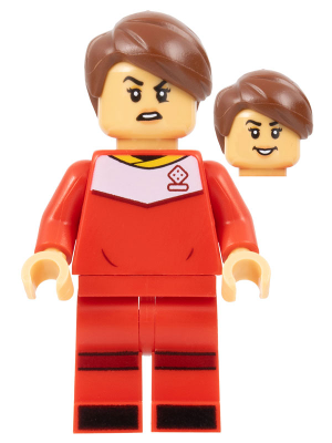 Soccer Player, Female, Red Uniform, Medium Tan Skin, Reddish Brown Smooth Parted Hair – ЛЕГО ИДЕИ