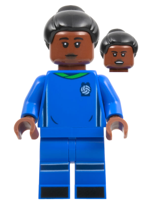 Soccer Player, Female, Blue Uniform, Reddish Brown Skin, Black Bun – ЛЕГО ИДЕИ
