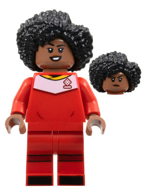 Soccer Player, Female, Red Uniform, Medium Brown Skin, Black Bushy Hair – ЛЕГО ИДЕИ